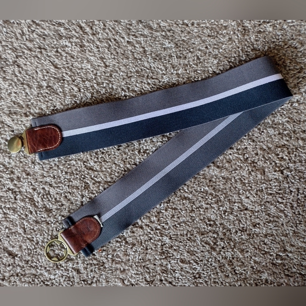 Elastic Wide Stretch Belt With Gold Buckle And Leather Accents M/L - Picture 5 of 8